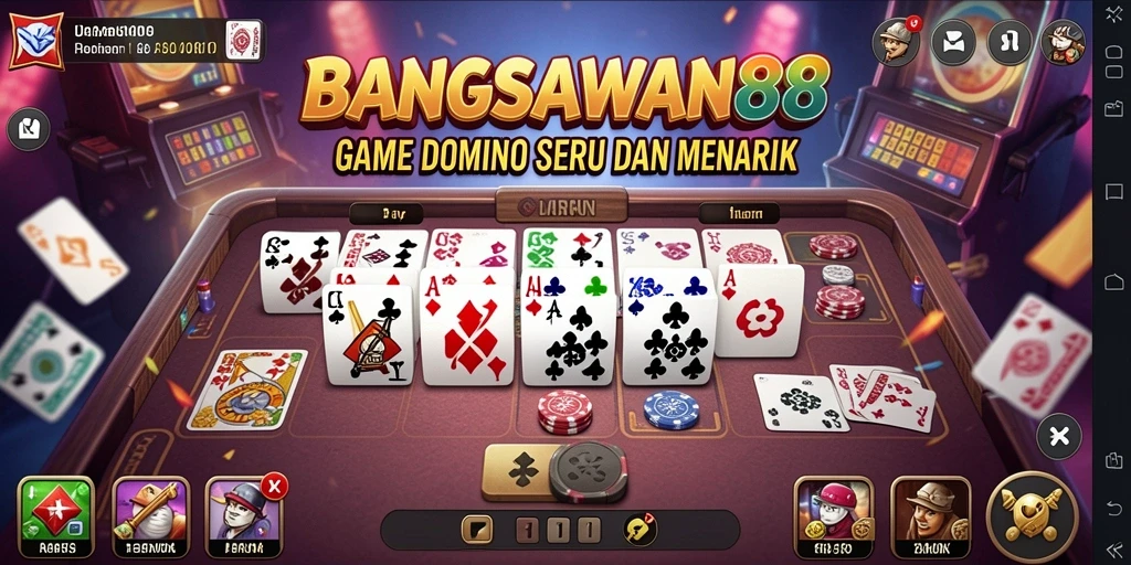 Tampilan gameplay seru dari BANGSAWAN88 dengan kartu Domino.