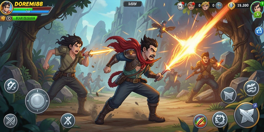 Screenshot gameplay DOREMI88 menampilkan aksi seru dalam pertempuran.