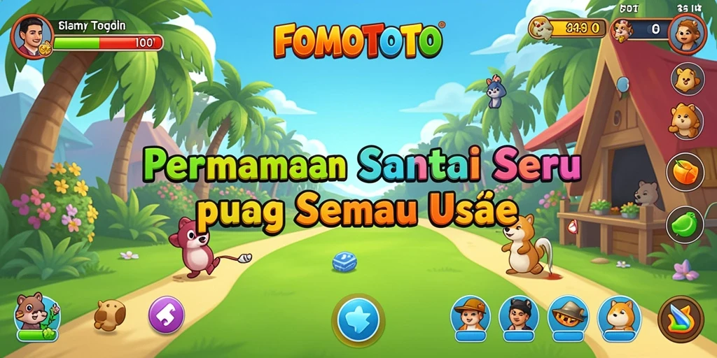 Tampilan gamplay <strong>FOMOTOTO</strong> yang ceria dan penuh warna.