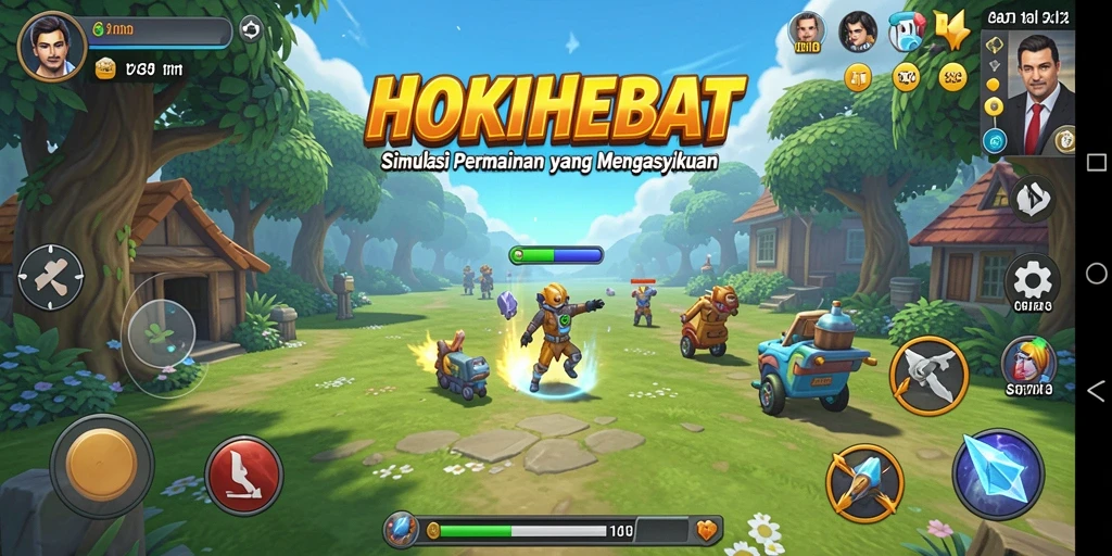 Tampilan gameplay HOKIHEBAT yang menarik dengan elemen simulasi yang kaya.