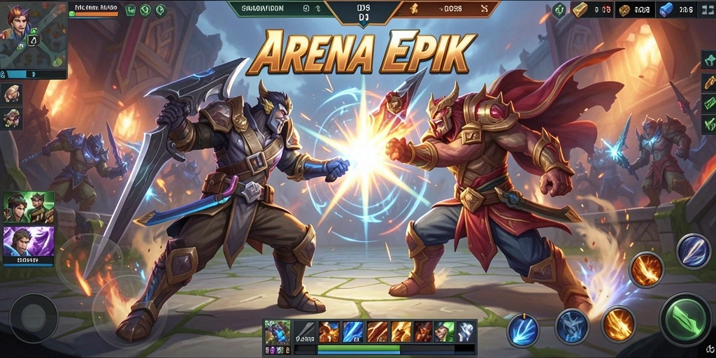 Tampilan aksi seru dalam gameplay MOBA ID098.