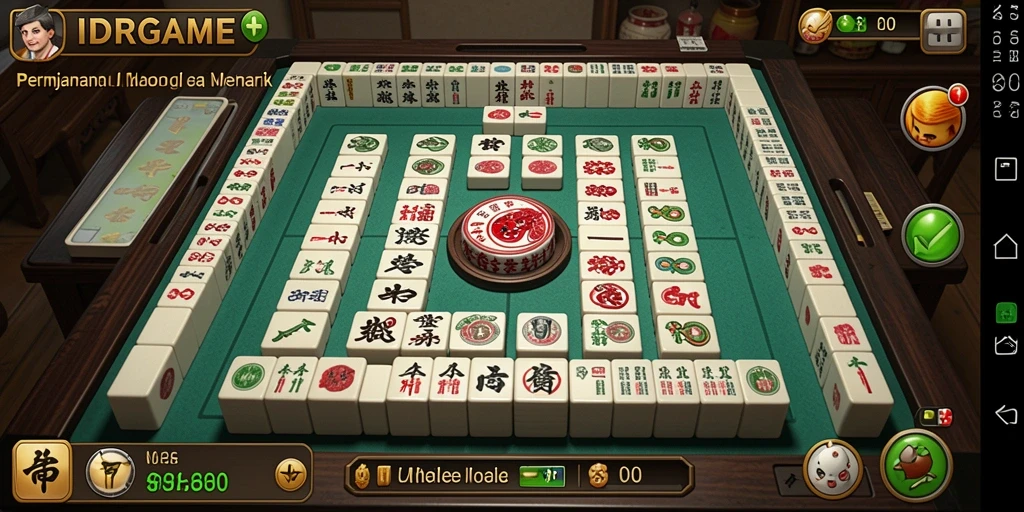 Tampilan gameplay IDRGAME yang menarik dengan ubin Mahjong berwarna-warni.