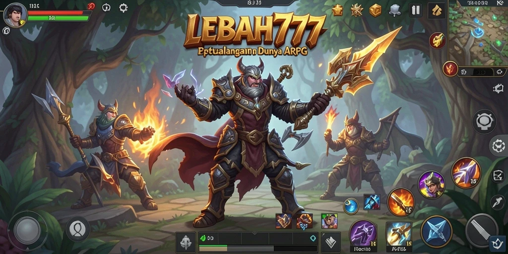 Tangkapan layar gameplay ARPG yang menampilkan pertarungan epik dalam LEBAH777.