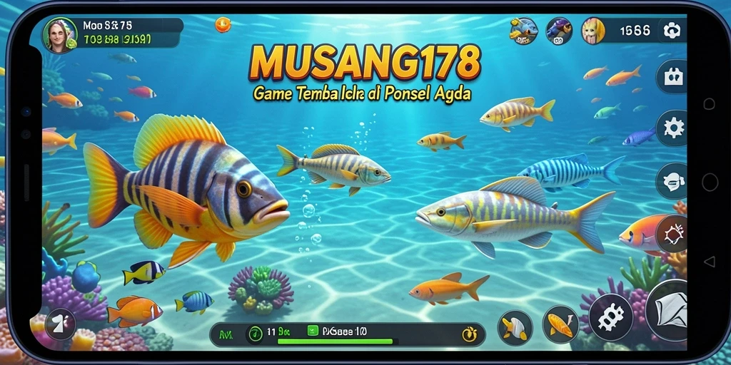 Tangkapan layar dari gameplay Tembak Ikan yang mengasyikkan.