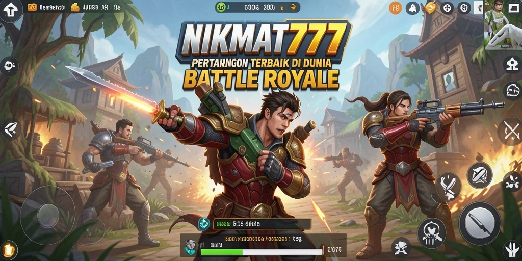 Tampilan menarik dari gameplay <strong>NIKMAT777</strong> saat pemain bertempur di arena Battle Royale.