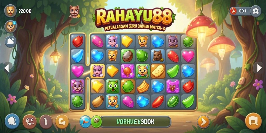 Tampilan menarik dari gameplay RAHAYU88 dalam aksi Match-3.