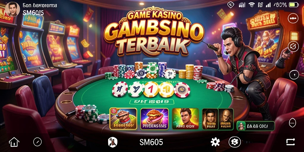 Screenshot gameplay SM605 yang menampilkan suasana Kasino yang seru.