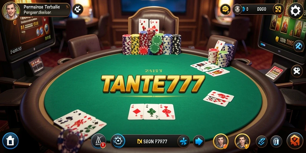 Screenshot dari gameplay TANTE777 yang mendebarkan dan penuh aksi poker.