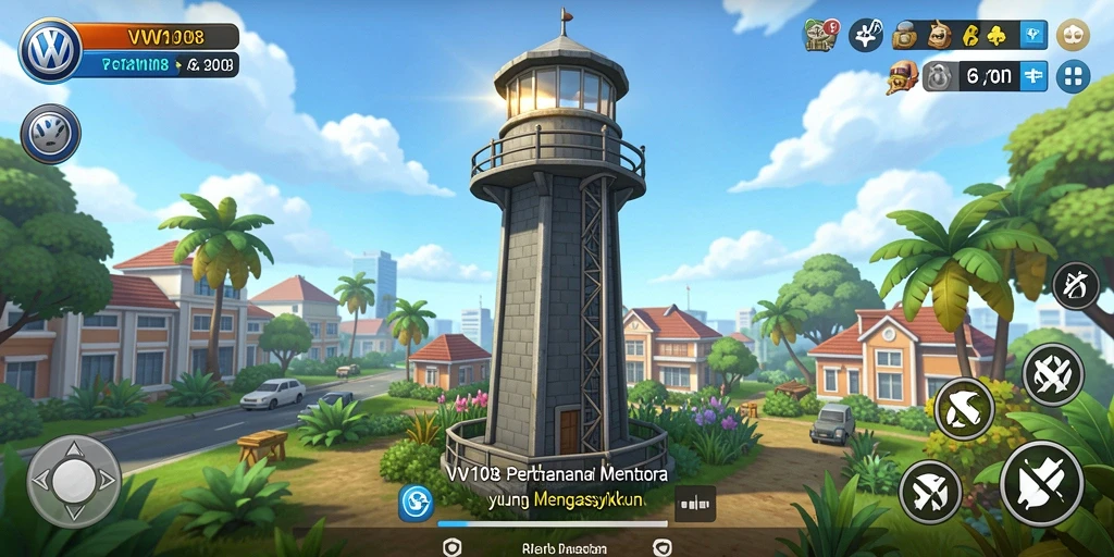 Tampilan gameplay VW108 menampilkan aksi menara pertahanan yang mendebarkan.